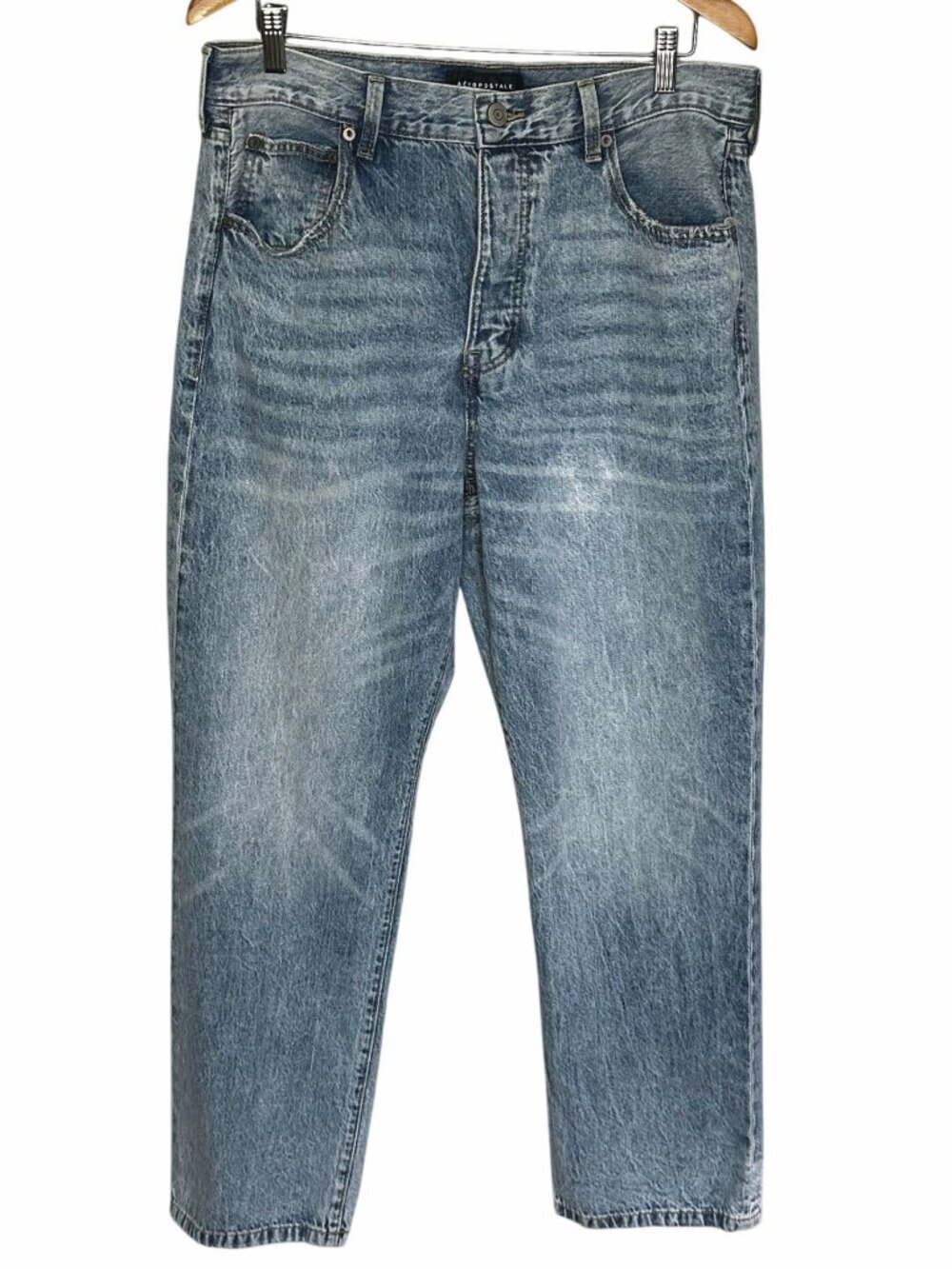 Aeropostale 90’s Baggy Jeans Womens Sz 14 Medium Wash High Rise Straight Denim